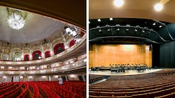 Links die Komische Oper Berlin, rechts das Salzburger Festspielhaus. Beide sind sie ...