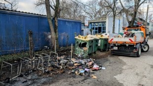 Völlig ausgebrannt war die Mülltonne in der Arminenstraße