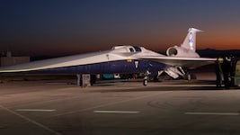 Am 12. März wurde ein Triebwerkslauf des leisen Überschallflugzeugs X-59 (Bild) durchgeführt.