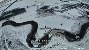 Aufnahme einer Ai-Petri-Drohne der ukrainischen Firma DK-Nejet, kurz bevor sie eine russische ...