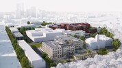 So soll das Zentrum aussehen: Noch befindet sich am Standort eine große Baugrube. Bis 2029 wird ...