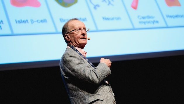 „Echte Durchbrüche“: Dr. Nobert Bischofberger bei seinem Vortrag vor Medizinern in Bregenz.