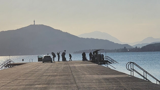 Ein tolles Bild: Der Zweiersteg im Strandbad war zwei Tage Kulisse für den Kinofilm „Pirker“.