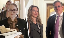 Witwe Simone Lugner (links mit Anwalt Höllwarth) wurde im Justizpalast ebenso befragt wie ...