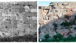 Links ein Foto von 1925 mit den Spuren römischer Bombardierungen, rechts derselbe Ort fast 100 ...