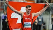 Der Schweizer Simon Ehammer nach seinem Weltrekord in Polen.