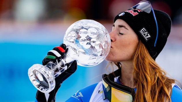 Sofia Goggia raced to the small crystal globe on Sunday.