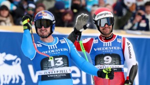 Dominik Paris (l.) gewann auch den Super-G, Vincent Kriechmayr (r.) wurde Zweiter.