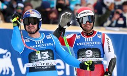 Dominik Paris (l.) gewann auch den Super-G, Vincent Kriechmayr (r.) wurde Zweiter.