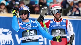 Dominik Paris (l.) gewann auch den Super-G, Vincent Kriechmayr (r.) wurde Zweiter.