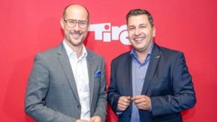 Wirtschafts-Landesrat Mario Gerber (li.) und Marcus Hofer, Chef der Standortagentur Tirol, zogen ...
