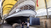 Thalia in der Werft vor dem Fluten. Kapitän Franz Brauner und Wörthersee Schifffahrt...