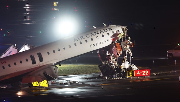 The Air Canada plane was severely damaged.