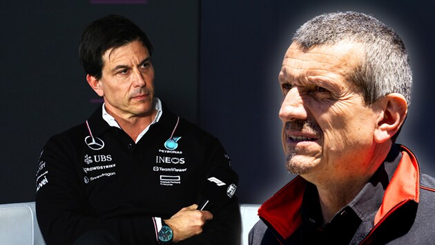 Günther Steiner (r.) hat Toto Wolff (l.) für dessen Aussagen nach Antonellis Premierensieg ...