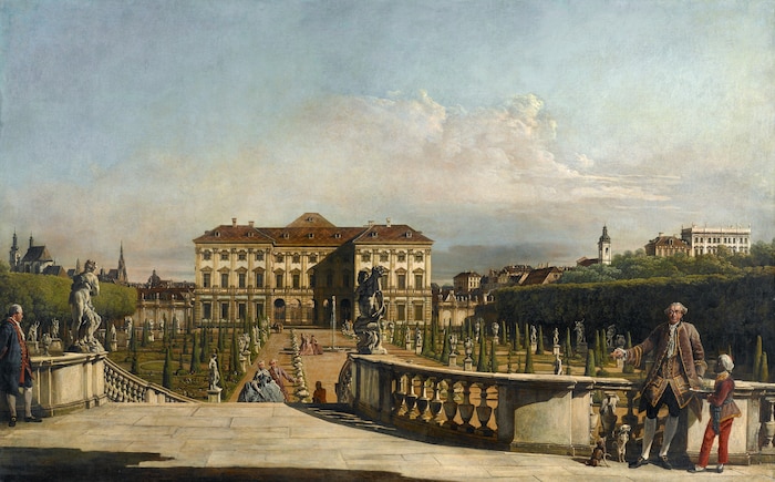 Bellotto Bernardo: Das Gartenpalais Liechtenstein in Wien vom Belvedere 1759/60 Öl auf Leinwand