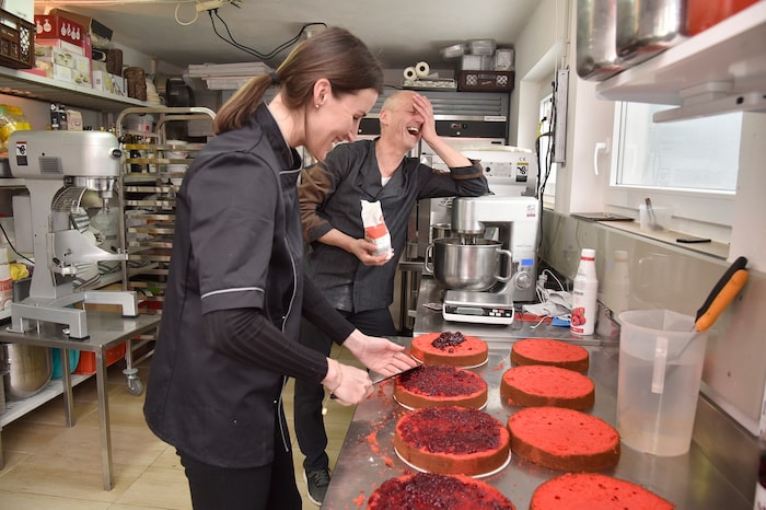 Das gemeinsame Backen mit Hinteregger und der „Krone“ machte sichtlich Spaß!
