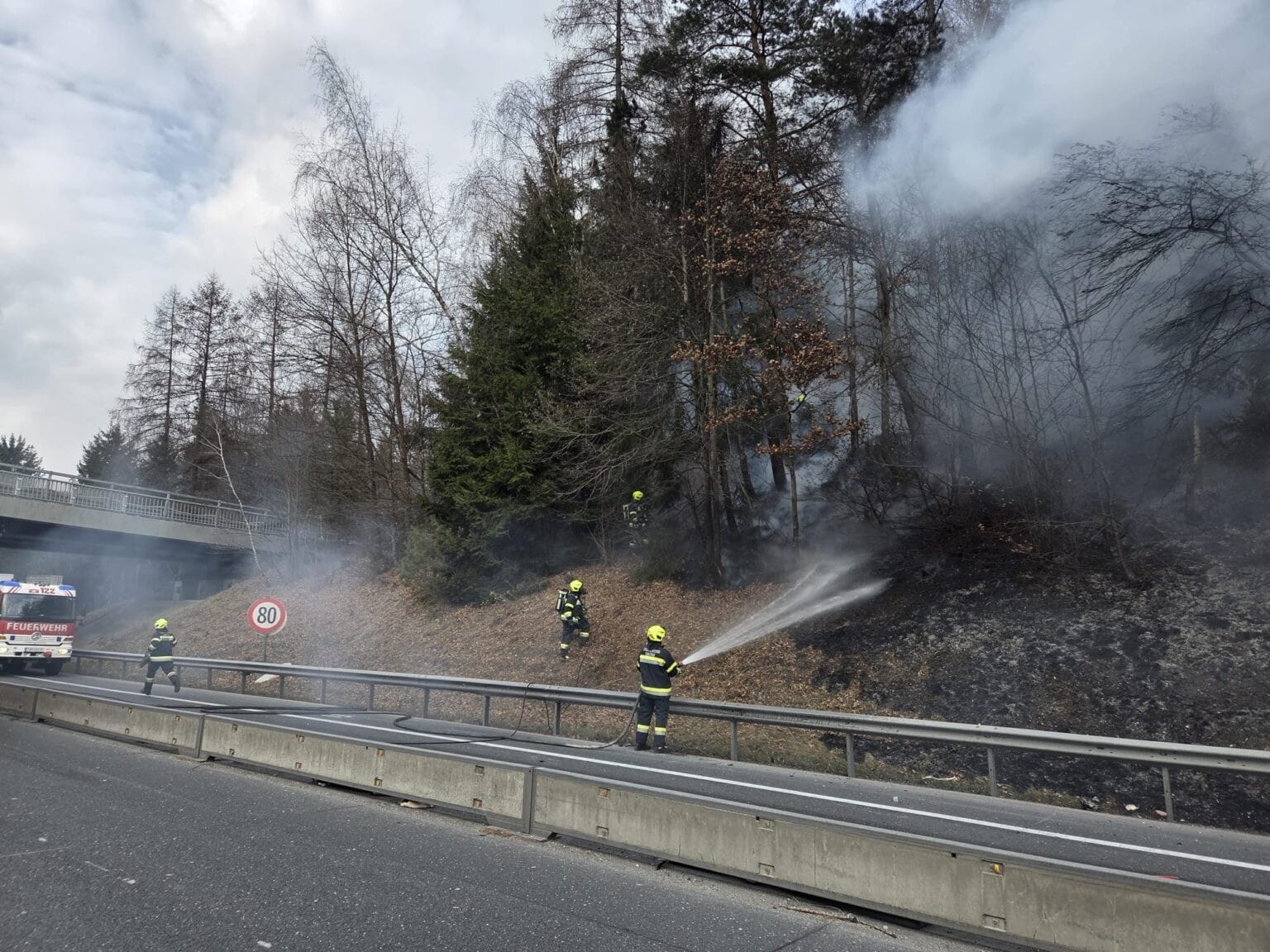 Auch die Böschung hatte Feuer gefangen.