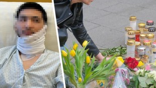 An der Stelle, an der versucht worden war, Mahmoud A. zu reanimieren, wurden Dutzende Kerzen und ...