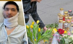 An der Stelle, an der versucht worden war, Mahmoud A. zu reanimieren, wurden Dutzende Kerzen und ...