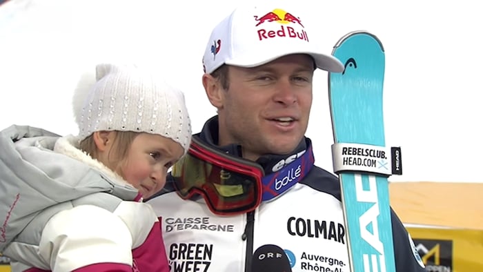 Alexis Pinturault mit Tochter Olympe im ORF-Interview