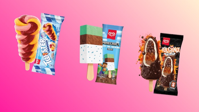 Twister Frrreeze, das farbenfrohe Minecraft‑Eis und die fünf­schichtige Volcanix‑Kreation zeigen ...