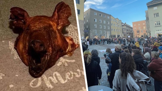 Following the pig’s head incident: Several hundred people gathered on Tuesday evening at the ...