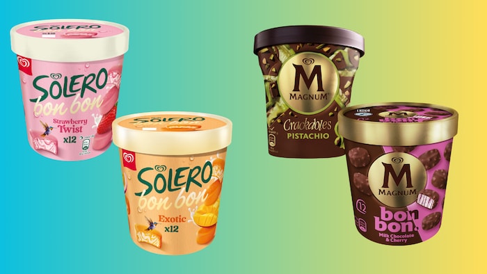Solero bon bon Exotic sowie die Magnum bonbon‑ und Crackables‑Becher zeigen die Bandbreite der ...