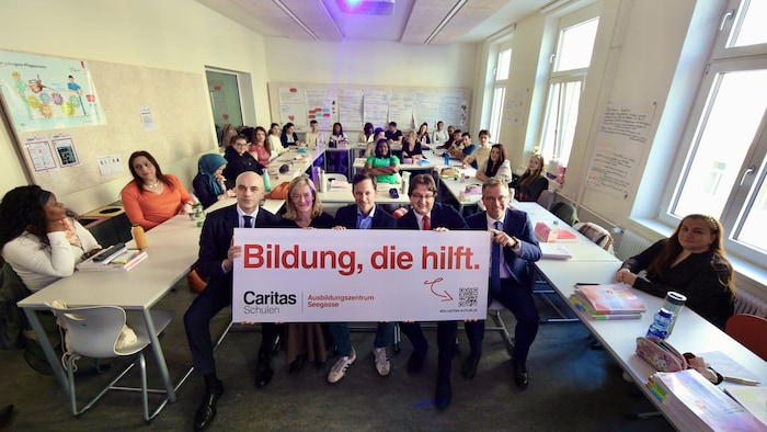 waff-Geschäftsführer Marko Miloradović, Daniela Rohm, Caritasdirektor Klaus Schwertner, ...