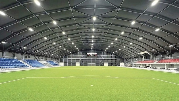 So ähnlich wird die größte Indoor-Kunstrasenhalle am Schwarzlsee ausschauen.