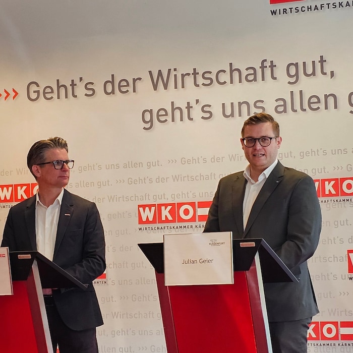 Wirtschaftskammer-Obmann Franz Ahm und Wirtschafts-Stadtrat Julian Geier.