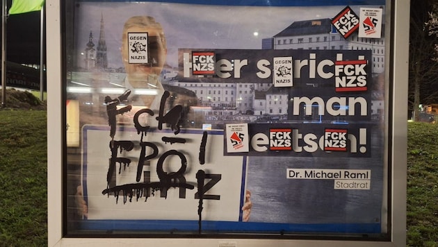 Nur einer der unzähligen, verunstalteten Schaukästen - wer den Freiheitlichen Hinweise zu den ...