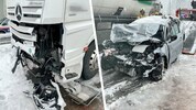 Am Auto entstand Totalschaden. Auch der Lkw wurde schwer beschädigt.