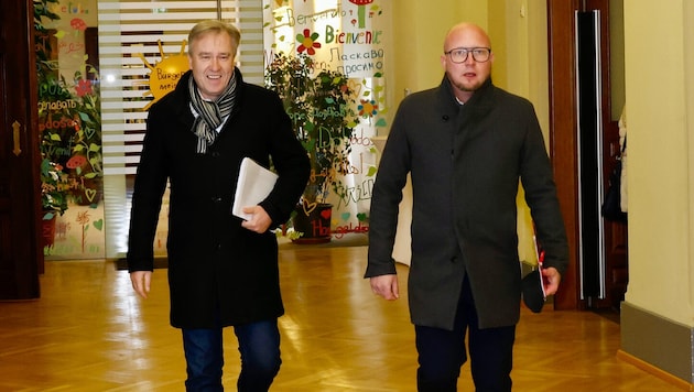 In den Farben getrennt, in Sachen Stadion vereint: die Klub-Präsidenten Christian Jauk (li.) und ...