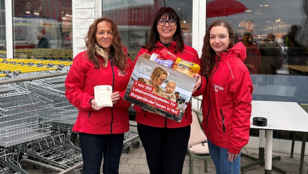 Burgenlands Caritas-Chefin Melanie Balaskovics (Mitte) ruft zu Solidarität mit sozial schwachen ...