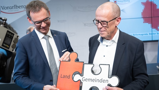 Sie vertragen sich wieder: Landeshauptmann Markus Wallner und Gemeindeverbandspräsident Walter ...