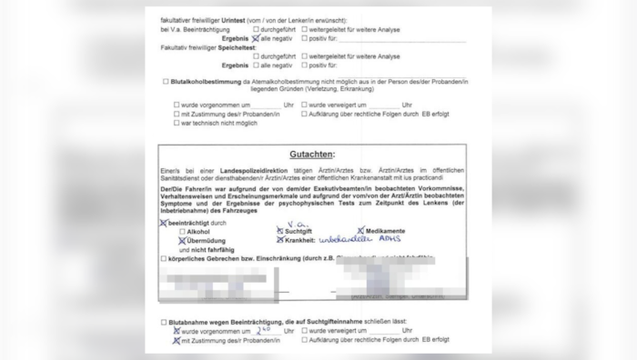 „Alle negativ“, ergab die medizinische Untersuchung. Der Verdacht auf Suchtgift blieb im ...