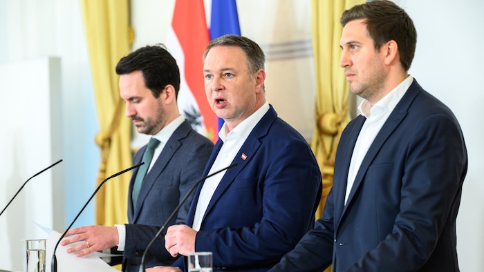 Education Minister Christoph Wiederkehr (NEOS), Vice-Chancellor Andreas Babler (SPÖ), and State ...