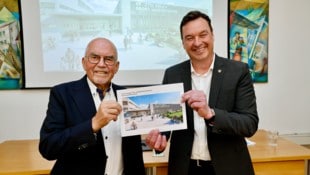 Unternehmer Kresch (li.) und Bürgermeister Bocksruker präsentierten am Freitag ihre Pläne für ...