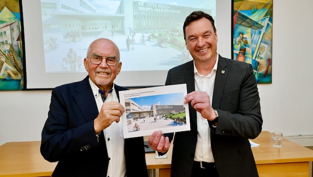 Unternehmer Kresch (li.) und Bürgermeister Bocksruker präsentierten am Freitag ihre Pläne für ...