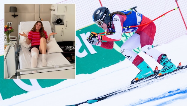 ÖSV-Hoffnung Pia Hauzenberger im Krankenbett: Ihr Kreuzband ist gerissen.