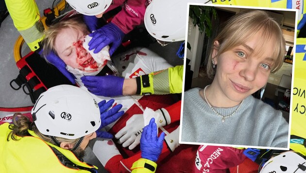 Blutüberströmt war Shorttrack-Läuferin Kamila Sellier nach ihrem Unfall bei Olympia, nun zeigte ...