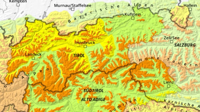 In vielen Regionen Tirols herrscht Gefahrenstufe 3 (orange).