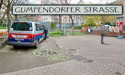 Ein leider gewohntes Bild: eine Polizeistreife im Fritz-Imhoff-Park, unweit der Gumpendorfer ...