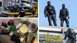 Ermittler stellen bei den Razzien Luxusgüter wie diesen Lamborghini, unzählige ...