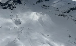 Das ausgelöste Schneebrett auf dem Watzmann im benachbarten Bayern.