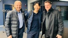 Herzog mit Teamchef Klinsmann und Superstar Heung-min Son