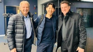 Herzog mit Teamchef Klinsmann und Superstar Heung-min Son