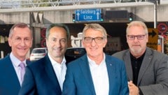 Bündnis für eine „Bypassröhre“ während der Sanierung des Plabutschtunnels (v. l.): Josef Pesserl ...