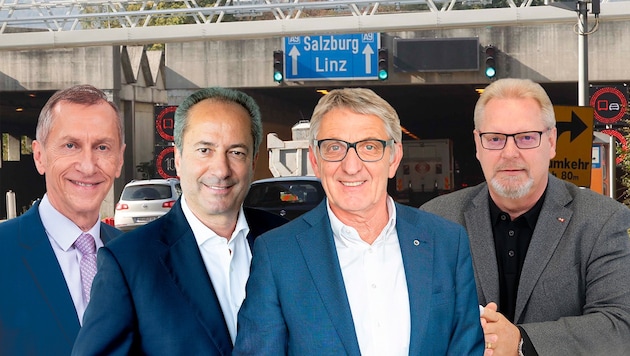 Bündnis für eine „Bypassröhre“ während der Sanierung des Plabutschtunnels (v. l.): Josef Pesserl ...