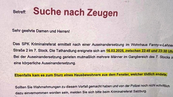 Dieser Brief ging an die Hausbewohner.
